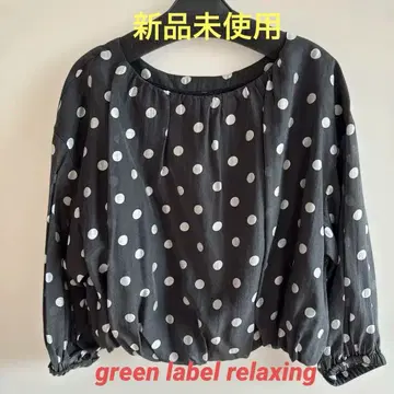 새상품 green label relaxing 도트 벌룬 슬리브 블라우스