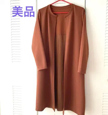 백 플리츠 롱 가디건