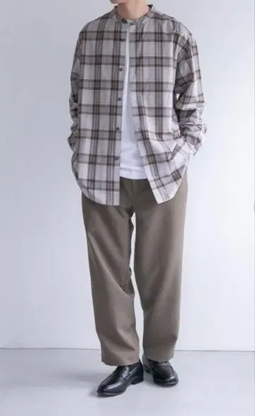 [ URBAN RESEARCH DOORS ] TR 체크 밴드 카라 셔츠