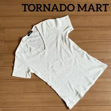 [ TORNADO MART ] 반팔 V넥 화이트 티셔츠 [ L ]