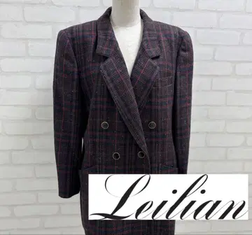 새상품급 Leilian 체크 무늬 더블 브레스트 자켓