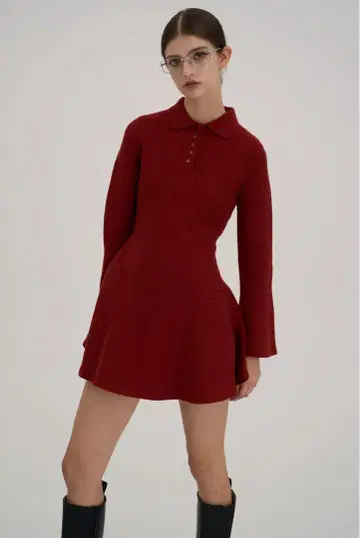 THE TOE Reims flare onepiece red