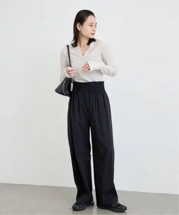 저널 스탠다드 접촉 냉감 나일론 스트레치 와이드 팬츠 블랙 38