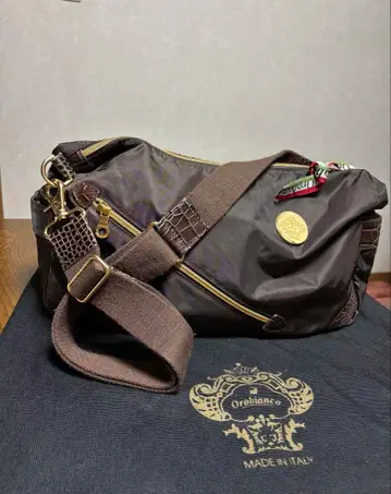 [ 새상품급 ] 오로비안코 2way 숄더 카키 x 브라운 악어 엠보싱