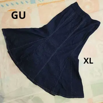 미사용 손세탁 가능 [ CU ] XL 인디고 데님 머메이드 스커트