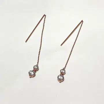 [정품] SWAROVSKI 롱 체인 귀걸이 핑크