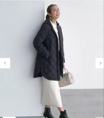 타이온 앙피로 퀼팅 다운 자켓 후드 부착 네이비