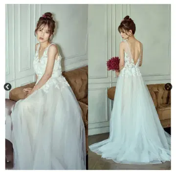 Dress Production 플라워 레이스 V넥 A라인 W279