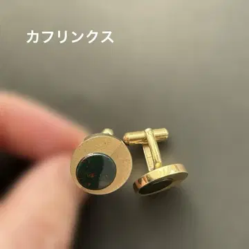 금 도금 커프 링크 그린석 포함