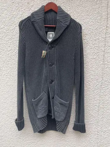 G-STAR RAW 리브 편직 가디건 L 그레이
