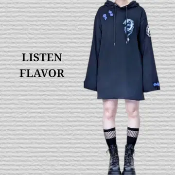 [ LISTEN FLAVOR ] 드래곤 인양 차이나 후드티 블랙