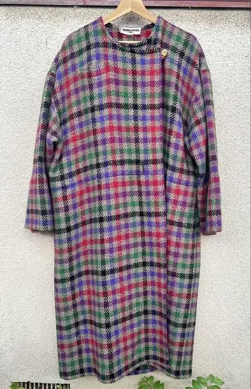 SONIA RYKIEL 소니아 리키엘 울 코트 체크 패턴 프랑스제