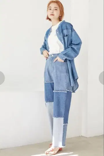[ LAVEANGE ] patchwork denim pants