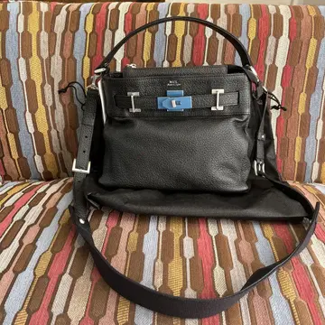 m.u.l 원 핸들 2way 숄더 S 블랙 주름 엠보