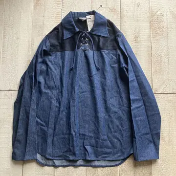 미치코 코시노 풀오버 셔츠 M 레이스업 vintage