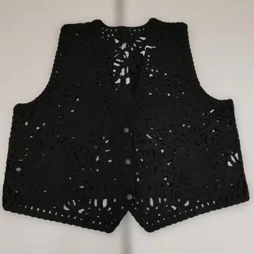 모 100% 꽃무늬 베스트 M~L 사이즈 조끼 겉옷 블랙