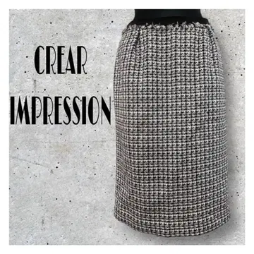 새상품 CREAR IMPRESSION 트위드 체크 무늬 스커트