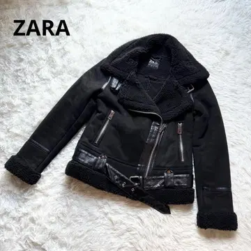 [ 새상품급 ] ZARA 자라 블랙 더블 라이더 자켓 페이크 무스탕