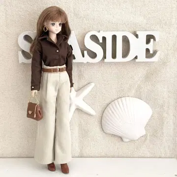제니 인형 의류 5세트 핸드메이드 27cm 베이지 와이드 팬츠