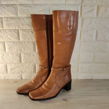 ingni 롱 부츠 사이드 지퍼 천연 가죽 브라운 일본제 24cm