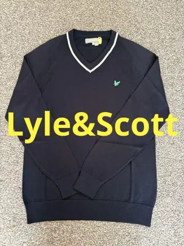 Lyle & Scott 네이비 V넥 니트