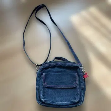 데님 블루 숄더백