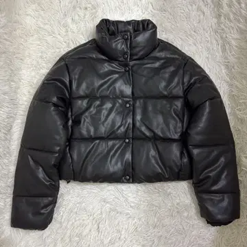 ZARA 자라 인조 가죽 다운 자켓 숏 기장 블랙
