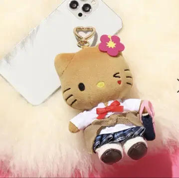 새상품 헬로키티 봉제 인형 참 티니티니 콜라보 브라운