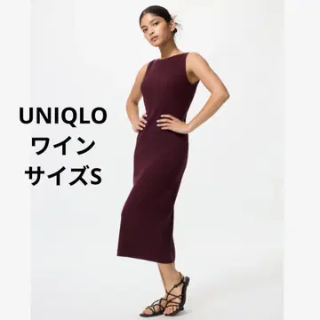 유니클로 워셔블 니트 브라 원피스 니트 원피스 와인