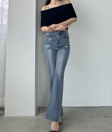 루엘 스트레치 플레어 데님 팬츠