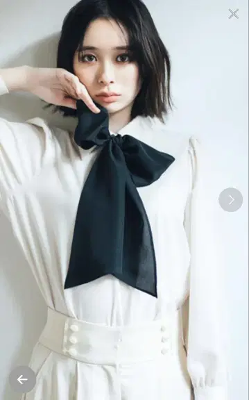 NATURAL BEAUTY BASIC 바이컬러 보타이 블라우스