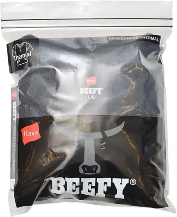 Hanes BEEFY 헨리넥 써멀 T셔츠 M 사이즈 블랙