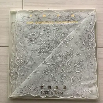 스와토우 산토우 자수 자수 꽃무늬 손수건 약 29.5cm 박스 있음