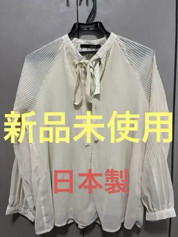 택 포함 미사용 새상품 아이보리 리본 포함 블라우스