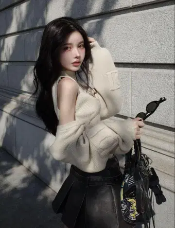 다리치 DD 케이블 니트 앙상블 베이지