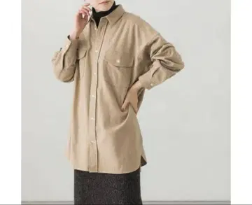 베이지 플란넬 버튼업 셔츠