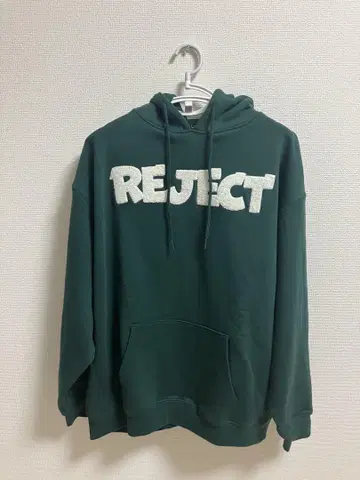 올리브색 REJECT 디자인 후드티