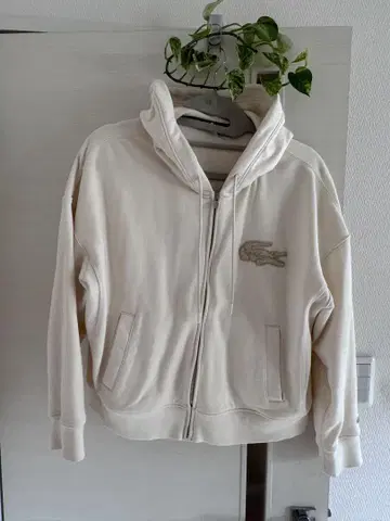 Lacoste 아이보리 풀 집업 후드티