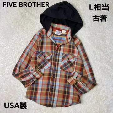 FIVE BROTHER USA제 후드 부착 플란넬 셔츠 L