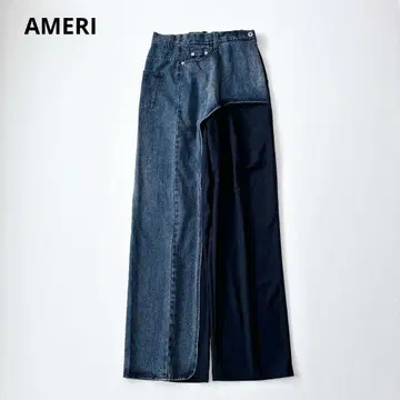 새상품급 아메리 DENIM LAYERED TAPERED PANTS 네이비