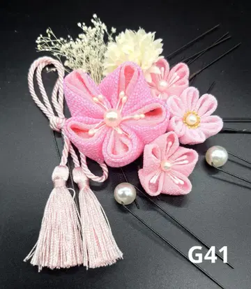 츠마미자이쿠 머리 장식 성인식 졸업식 결혼식 시치고산 핑크 G41
