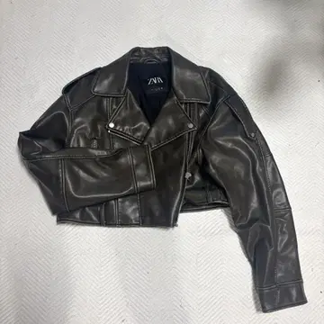 ZARA 다크 브라운 가죽 라이더 자켓