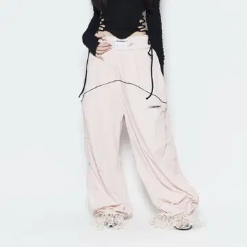 S nylon jersey pants lace theredthread