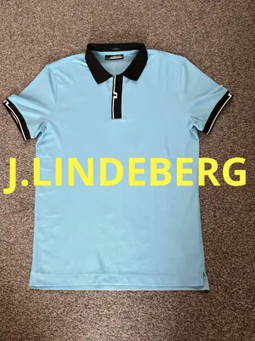 J.LINDEBERG 슬림핏 스카이블루 블랙 피케 셔츠