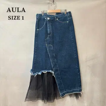 AULA 아우라 데님 튤 레이어드 스커트 리메이크풍