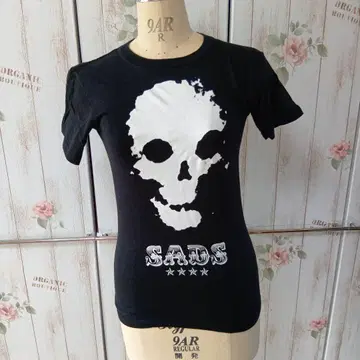 SADS 블랙 해골 화이트 프린트 2003 투어 도쿄 티셔츠 반팔 S