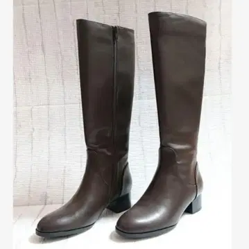 [ 미사용 ] GRL 롱 부츠 청키힐 4cm 브라운 22.5cm