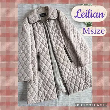 Leilian 퀼팅 코트 M 피치스킨 파이핑 일본제 레리아