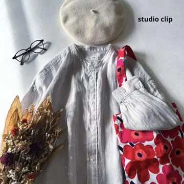 b1420* 스튜디오 클립 밴드 카라 린넨 셔츠 원피스