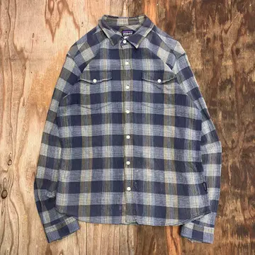 Patagonia 스테아즈맨 셔츠 주름 가공 옴브레 체크 코튼